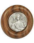Икона автомобильная Ангел Хранитель, американский орех, медь, посеребрение, скотч