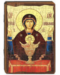 Икона под старину Пресвятая Богородица «Неупиваемая Чаша», дерево