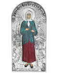 Икона в окладе Святая блаженная Ксения Петербургская, дерево, посеребрение
