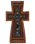 Крест настенный с камнями (в ассортименте), дуб, латунь