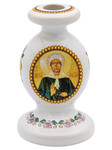 Подсвечник с ликом Святой блаженной Матроны Московской, высота 5,5см, диаметр отверстия 8мм, керамика