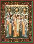 Икона Три святителя: Василий Великий, Иоанн Златоуст, Григорий Богослов